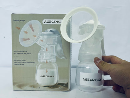AGECIPHER Handheld Manual Breast Pump – Portable & BPA-Free Milk Extractor for Breastfeeding Moms, Soft Silicone Suction, Quiet & Easy to Use