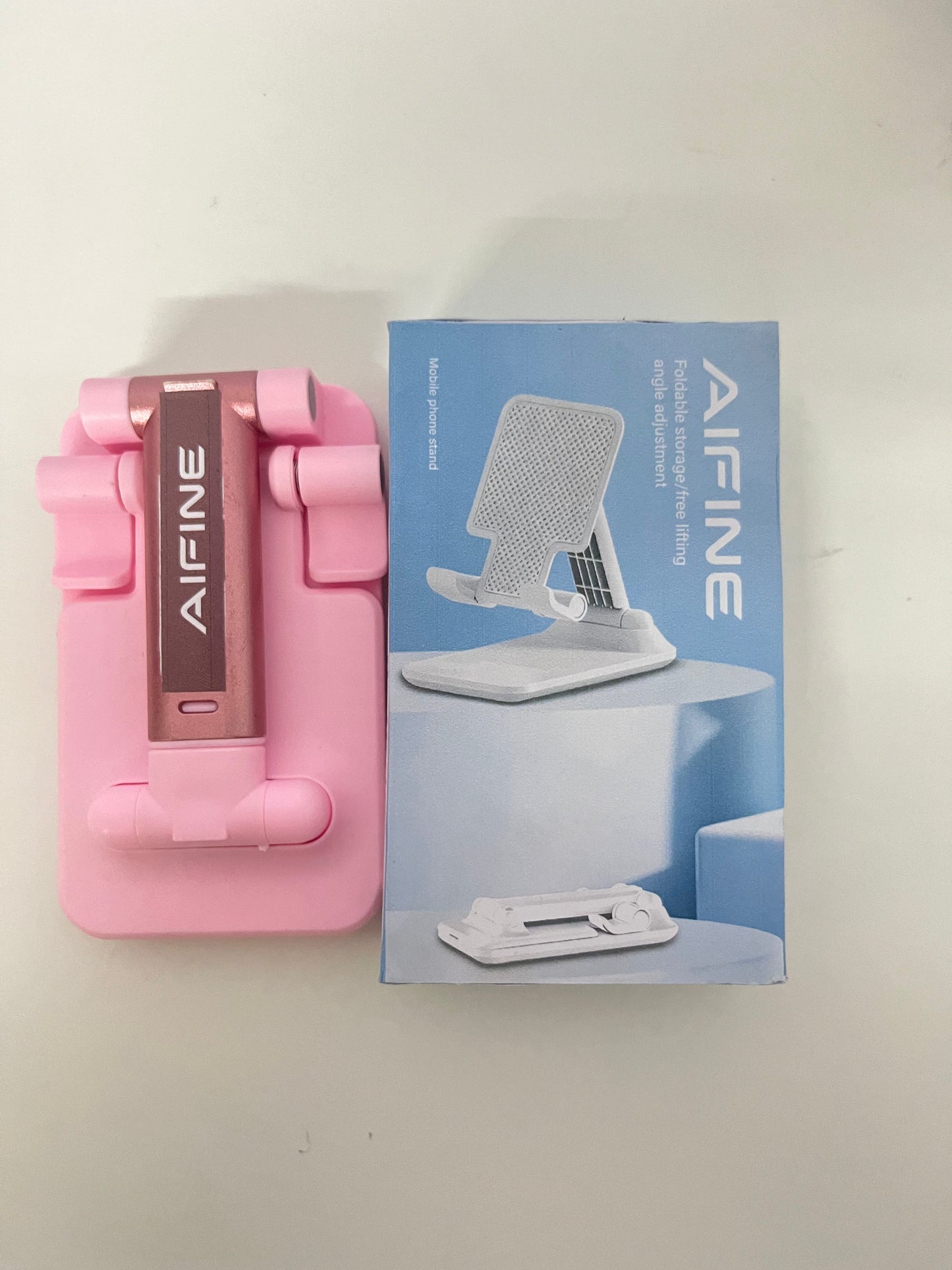 AIFINE Foldable Adjustable Phone Stand, Portable & Stable Desktop Holder for Mobile Phone, Tablet, Ideal for Video Watching, Live Streaming, Online Course