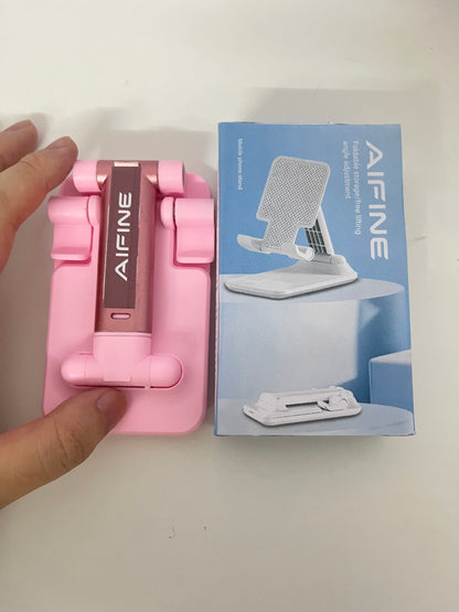 AIFINE Foldable Adjustable Phone Stand, Portable & Stable Desktop Holder for Mobile Phone, Tablet, Ideal for Video Watching, Live Streaming, Online Course