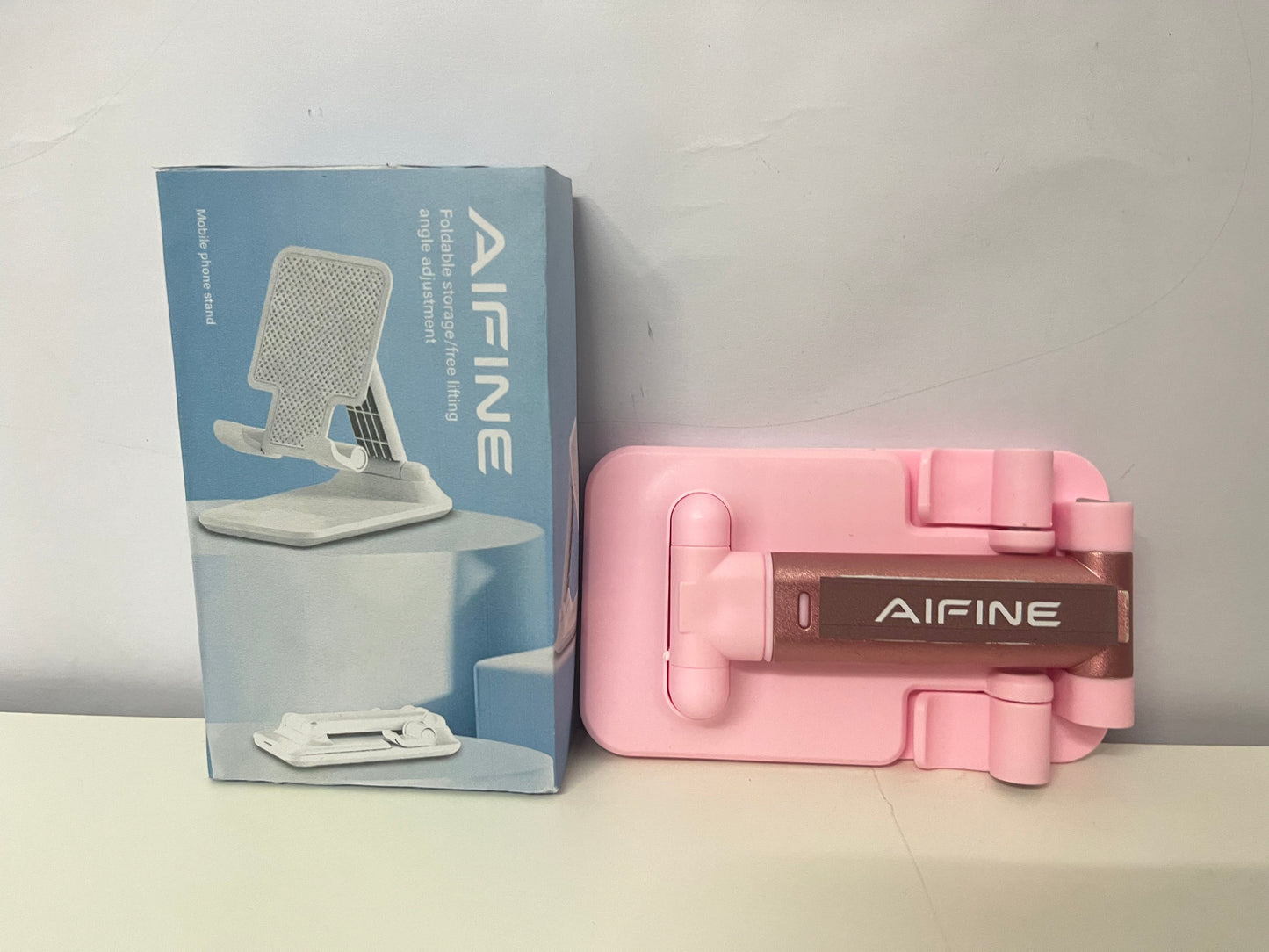 AIFINE Foldable Adjustable Phone Stand, Portable & Stable Desktop Holder for Mobile Phone, Tablet, Ideal for Video Watching, Live Streaming, Online Course