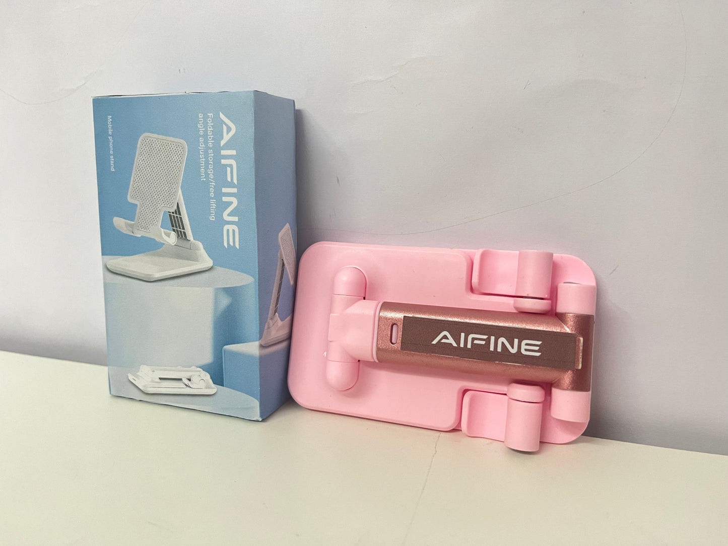AIFINE Foldable Adjustable Phone Stand, Portable & Stable Desktop Holder for Mobile Phone, Tablet, Ideal for Video Watching, Live Streaming, Online Course