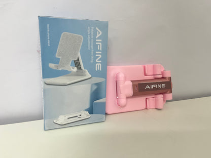 AIFINE Foldable Adjustable Phone Stand, Portable & Stable Desktop Holder for Mobile Phone, Tablet, Ideal for Video Watching, Live Streaming, Online Course