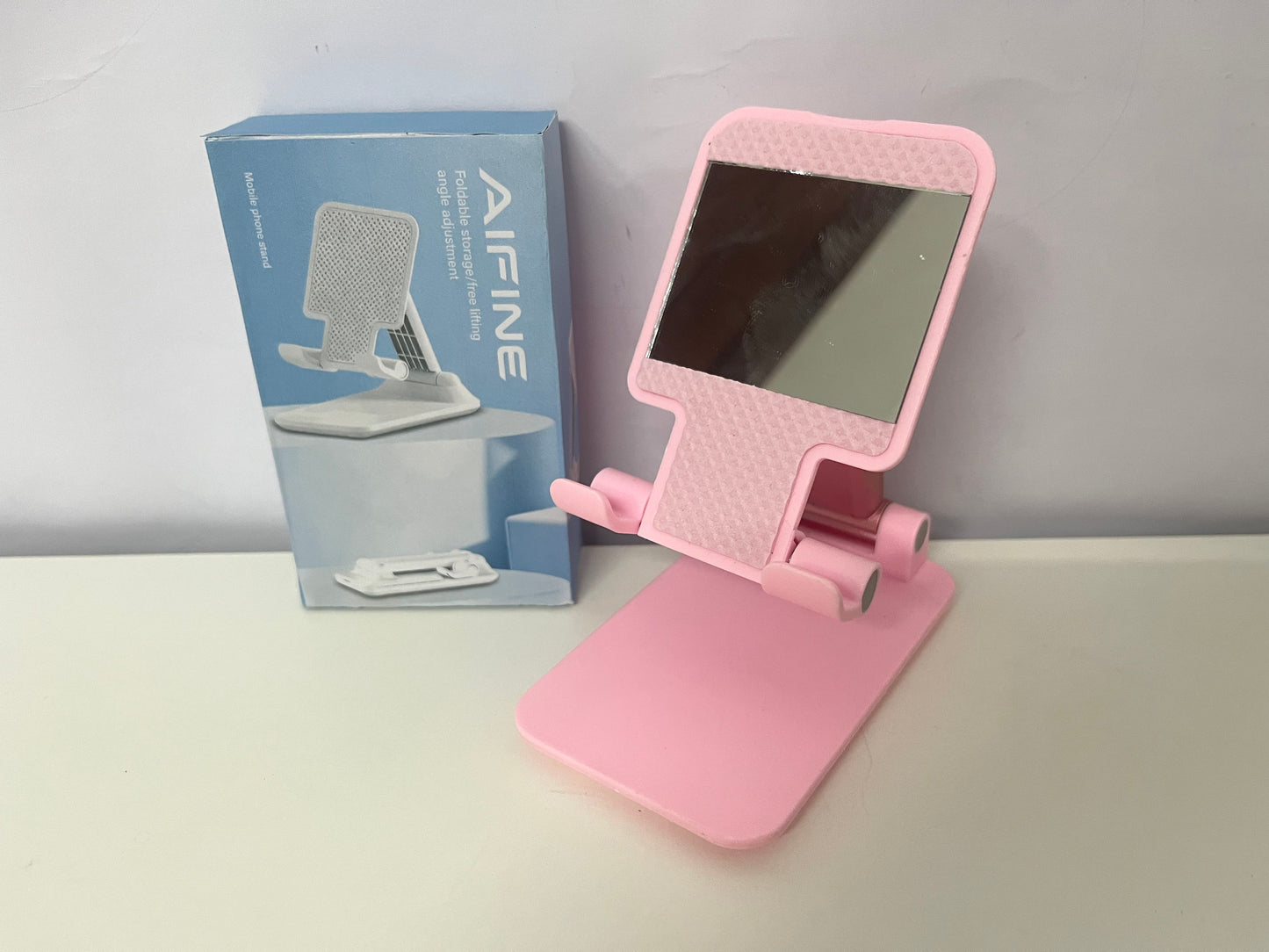 AIFINE Foldable Adjustable Phone Stand, Portable & Stable Desktop Holder for Mobile Phone, Tablet, Ideal for Video Watching, Live Streaming, Online Course