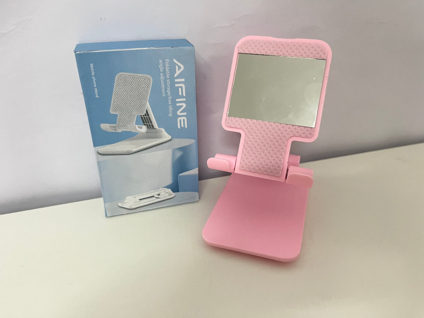 AIFINE Foldable Adjustable Phone Stand, Portable & Stable Desktop Holder for Mobile Phone, Tablet, Ideal for Video Watching, Live Streaming, Online Course