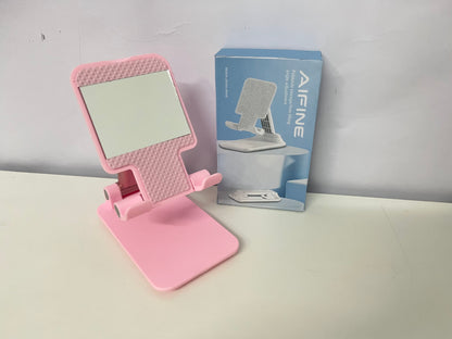 AIFINE Foldable Adjustable Phone Stand, Portable & Stable Desktop Holder for Mobile Phone, Tablet, Ideal for Video Watching, Live Streaming, Online Course