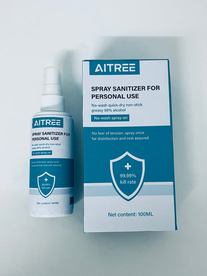 AITREE Spray Sanitizer for Personal Use (99% Alcohol, No-Wash)