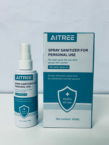 AITREE Spray Sanitizer for Personal Use (99% Alcohol, No-Wash)
