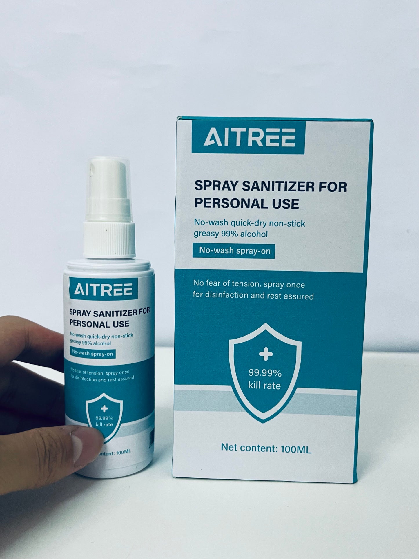 AITREE Spray Sanitizer for Personal Use (99% Alcohol, No-Wash)
