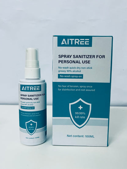 AITREE Spray Sanitizer for Personal Use (99% Alcohol, No-Wash)