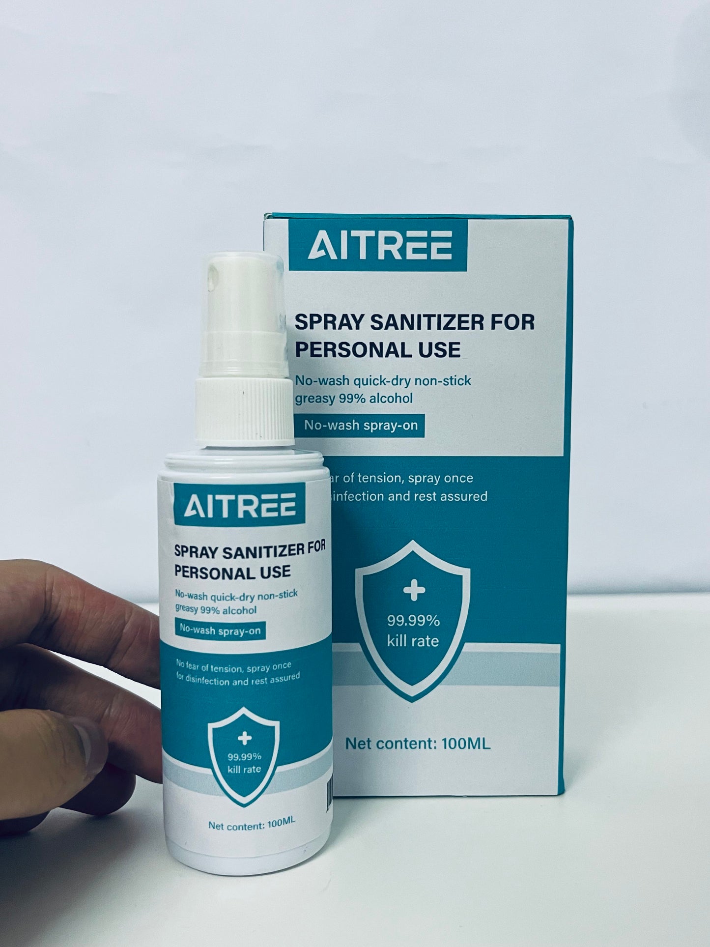 AITREE Spray Sanitizer for Personal Use (99% Alcohol, No-Wash)