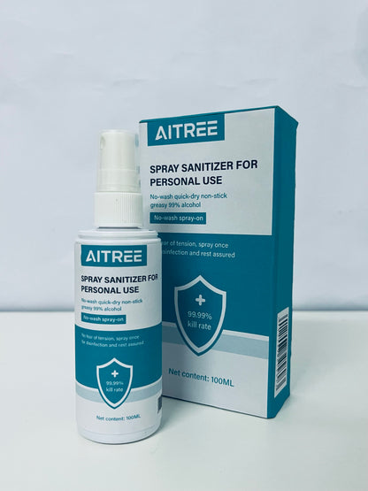 AITREE Spray Sanitizer for Personal Use (99% Alcohol, No-Wash)