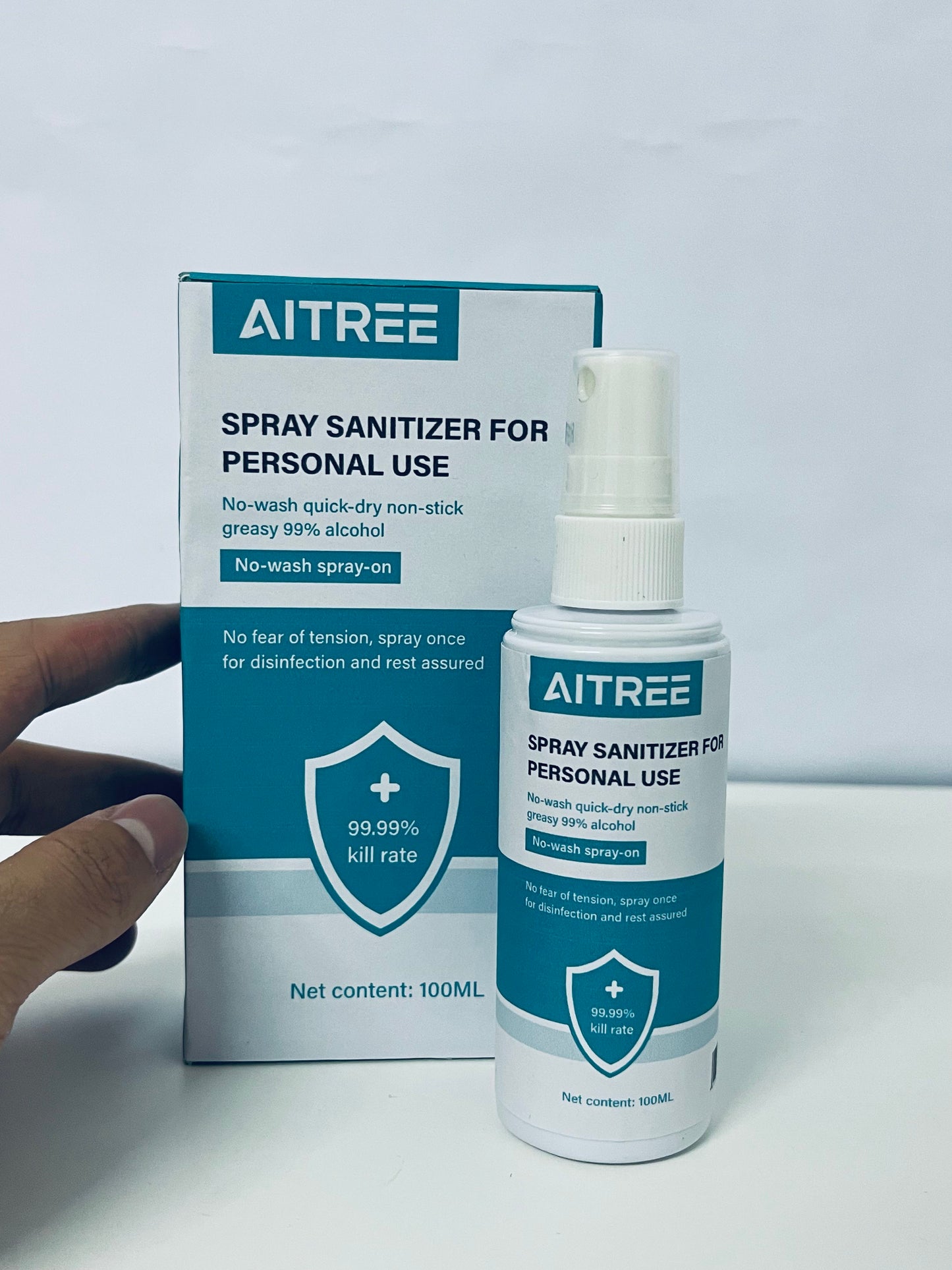 AITREE Spray Sanitizer for Personal Use (99% Alcohol, No-Wash)