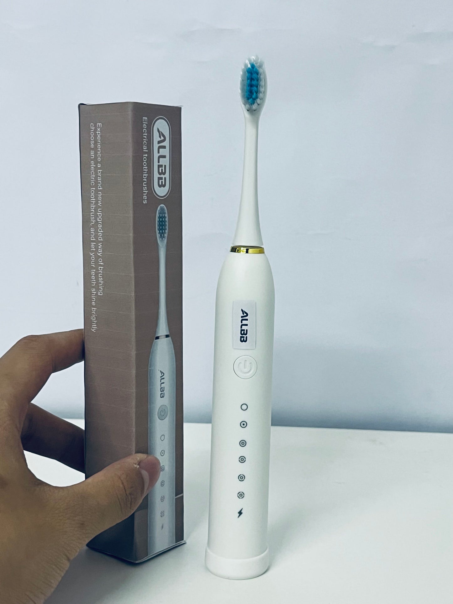 ALLBB White Electrical toothbrushes- Multi-Cleaning Mode Sonic Brush with IPX7 Waterproof & Smart Reminder