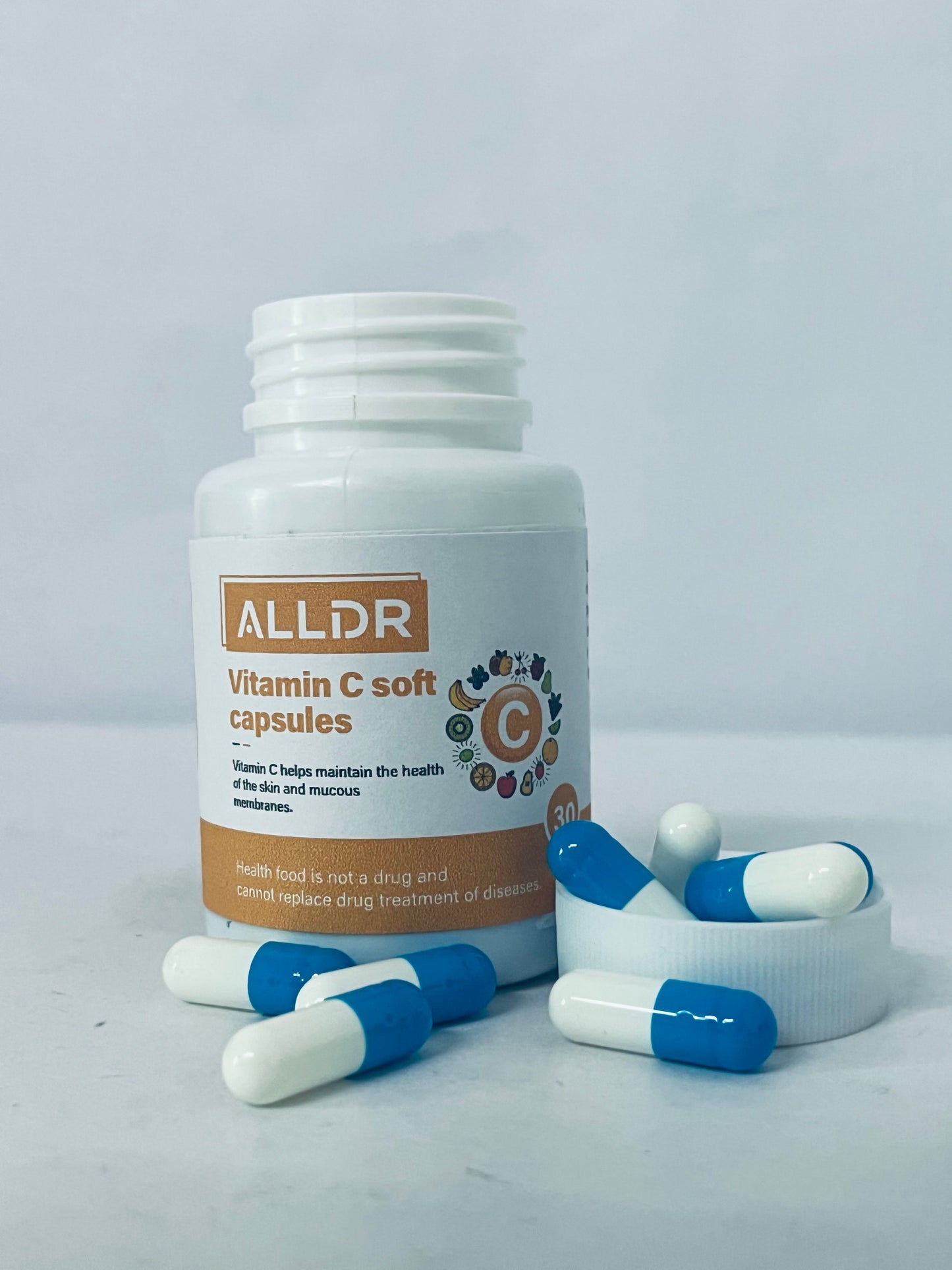 ALLDR Vitamin C Soft Capsules, 30 Counts, Support Skin & Mucous Membranes Health, High-Efficiency VC Supplement, Antioxidant, Immune Boost