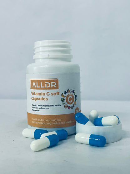 ALLDR Vitamin C Soft Capsules, 30 Counts, Support Skin & Mucous Membranes Health, High-Efficiency VC Supplement, Antioxidant, Immune Boost