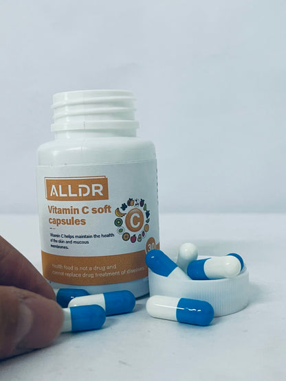 ALLDR Vitamin C Soft Capsules, 30 Counts, Support Skin & Mucous Membranes Health, High-Efficiency VC Supplement, Antioxidant, Immune Boost