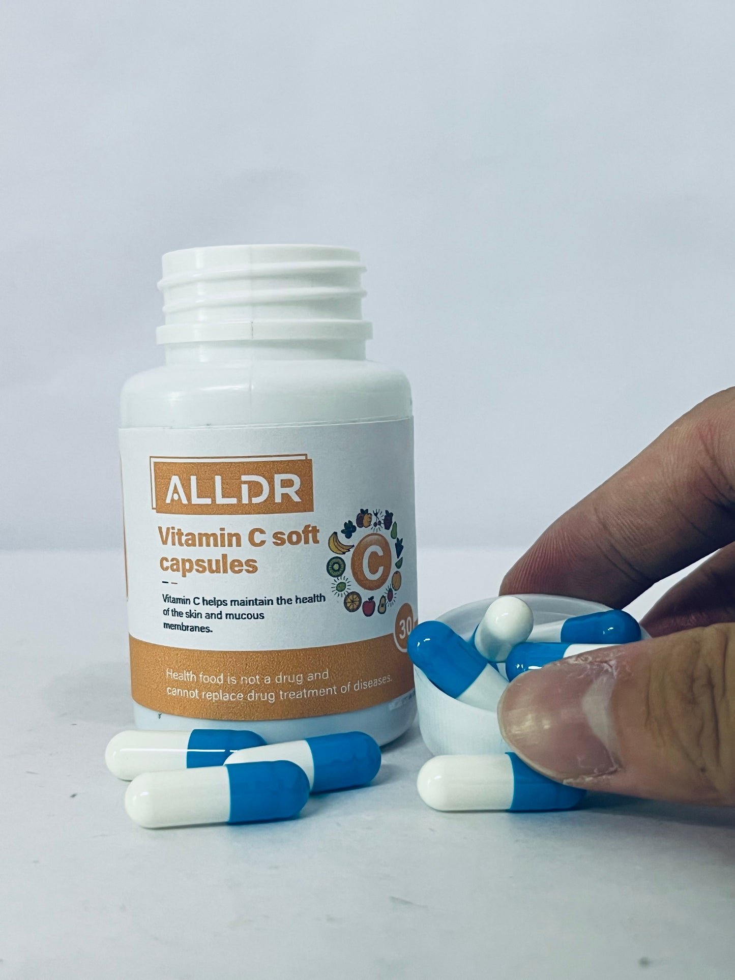 ALLDR Vitamin C Soft Capsules, 30 Counts, Support Skin & Mucous Membranes Health, High-Efficiency VC Supplement, Antioxidant, Immune Boost