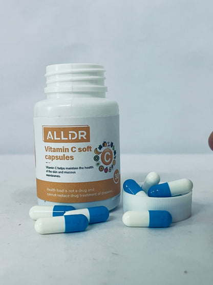 ALLDR Vitamin C Soft Capsules, 30 Counts, Support Skin & Mucous Membranes Health, High-Efficiency VC Supplement, Antioxidant, Immune Boost