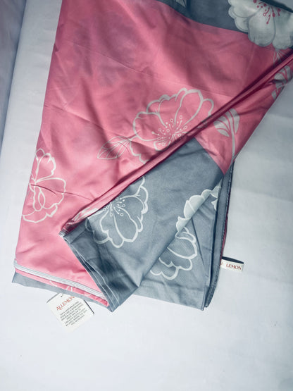 ALLEMON 100% Cotton Percale Sheets Queen Size,English Rose,Deep Pocket,Pink-gray