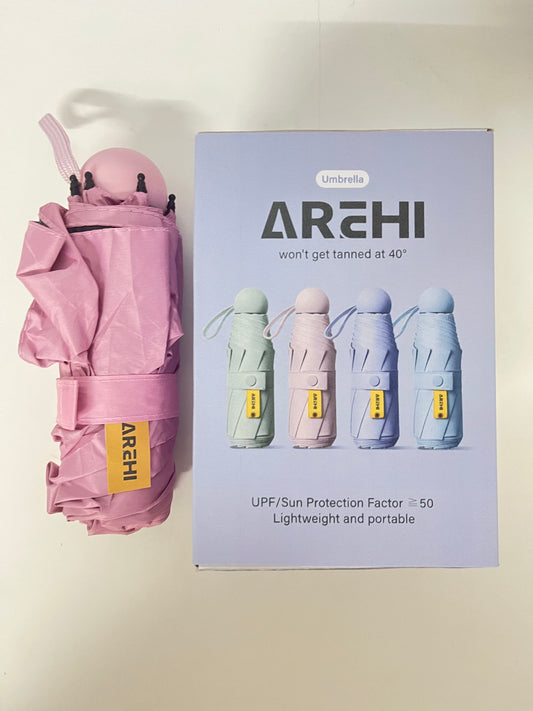 AREHI Mini Capsule Sun Protection Umbrella | UPF50+ Ultra-Light Portable Umbrella for Sun and Rain