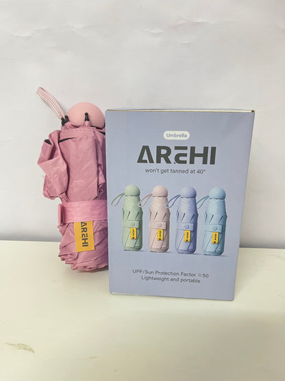 AREHI Mini Capsule Sun Protection Umbrella | UPF50+ Ultra-Light Portable Umbrella for Sun and Rain