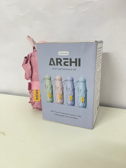 AREHI Mini Capsule Sun Protection Umbrella | UPF50+ Ultra-Light Portable Umbrella for Sun and Rain