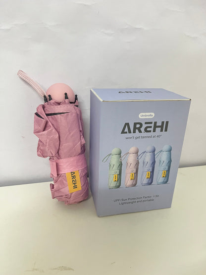 AREHI Mini Capsule Sun Protection Umbrella | UPF50+ Ultra-Light Portable Umbrella for Sun and Rain