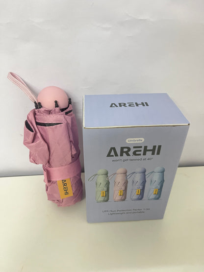 AREHI Mini Capsule Sun Protection Umbrella | UPF50+ Ultra-Light Portable Umbrella for Sun and Rain