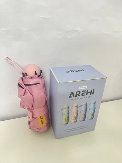 AREHI Mini Capsule Sun Protection Umbrella | UPF50+ Ultra-Light Portable Umbrella for Sun and Rain
