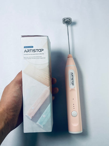 ARTISTOP Mini Mixer Handheld,Cordless Electric Beater Whisk for Egg, Milk, Coffee and Baby Food,Strong Three Speed Adjustable (Pink)