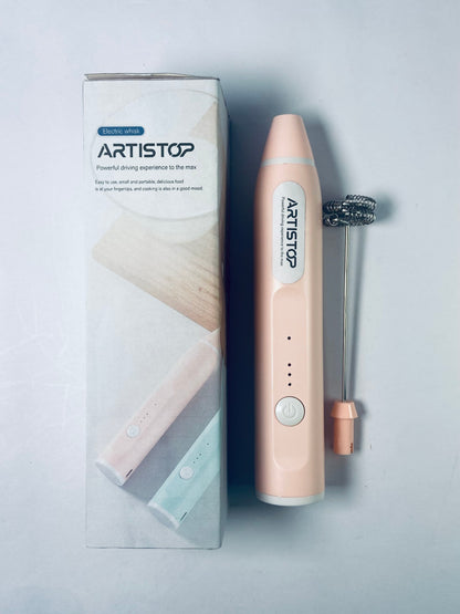 ARTISTOP Mini Mixer Handheld,Cordless Electric Beater Whisk for Egg, Milk, Coffee and Baby Food,Strong Three Speed Adjustable (Pink)