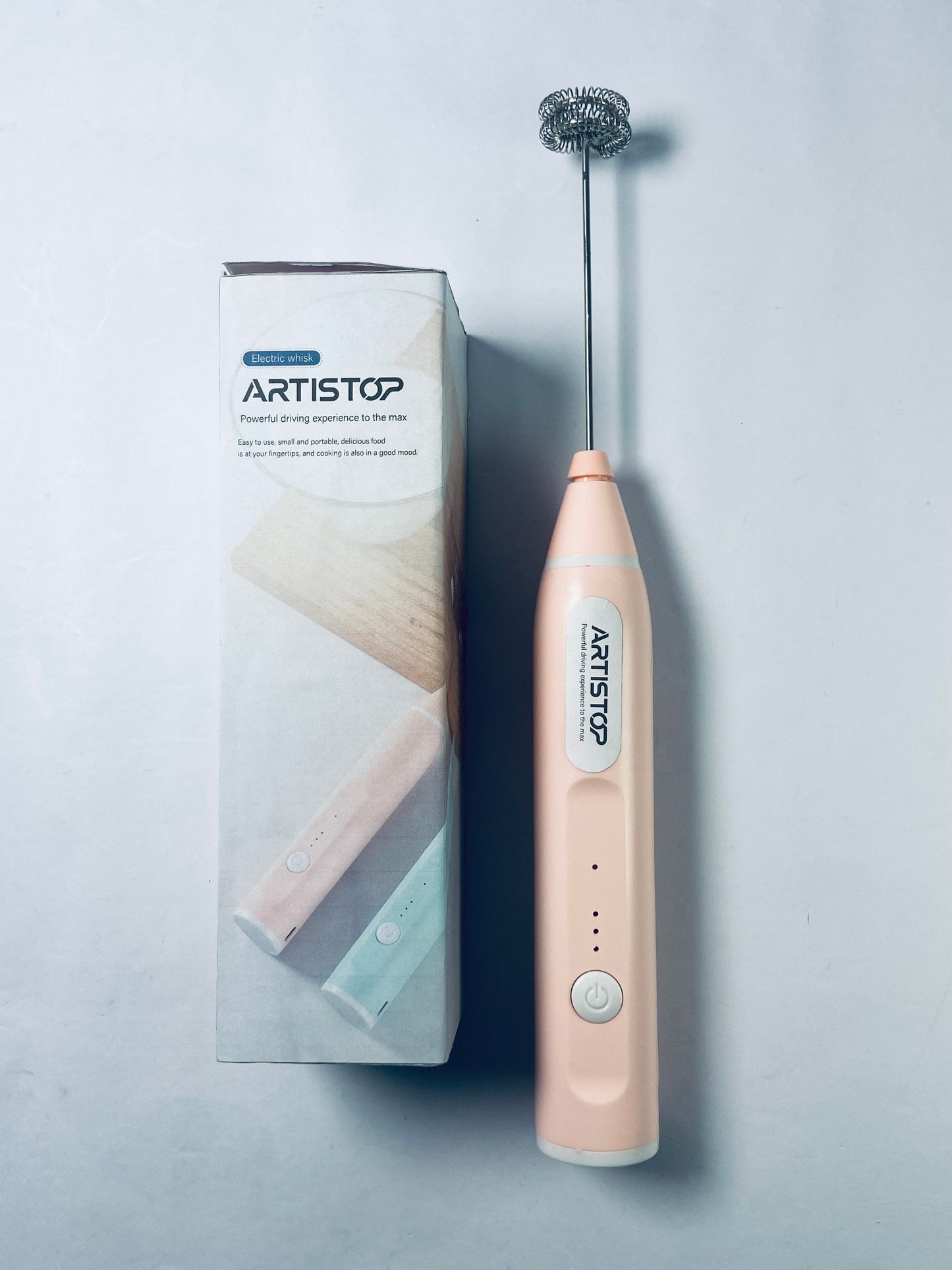 ARTISTOP Mini Mixer Handheld,Cordless Electric Beater Whisk for Egg, Milk, Coffee and Baby Food,Strong Three Speed Adjustable (Pink)