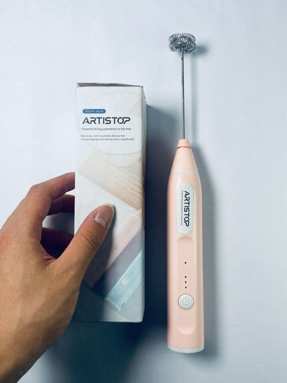 ARTISTOP Mini Mixer Handheld,Cordless Electric Beater Whisk for Egg, Milk, Coffee and Baby Food,Strong Three Speed Adjustable (Pink)