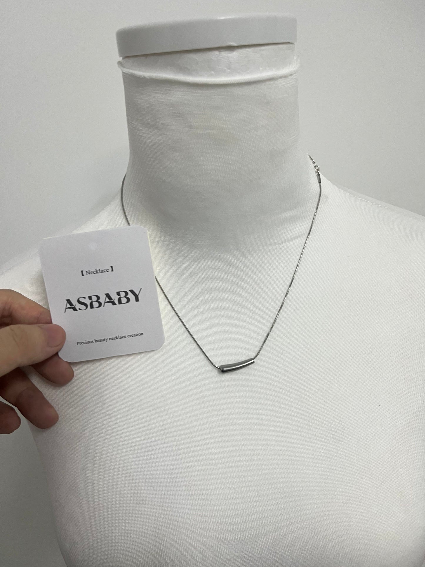 ASBABY Minimalist Silver Tube Necklace: Interpreting Minimalist Aesthetics with Exquisite Craftsmanship, Adding a High-End Highlight to Your Neck