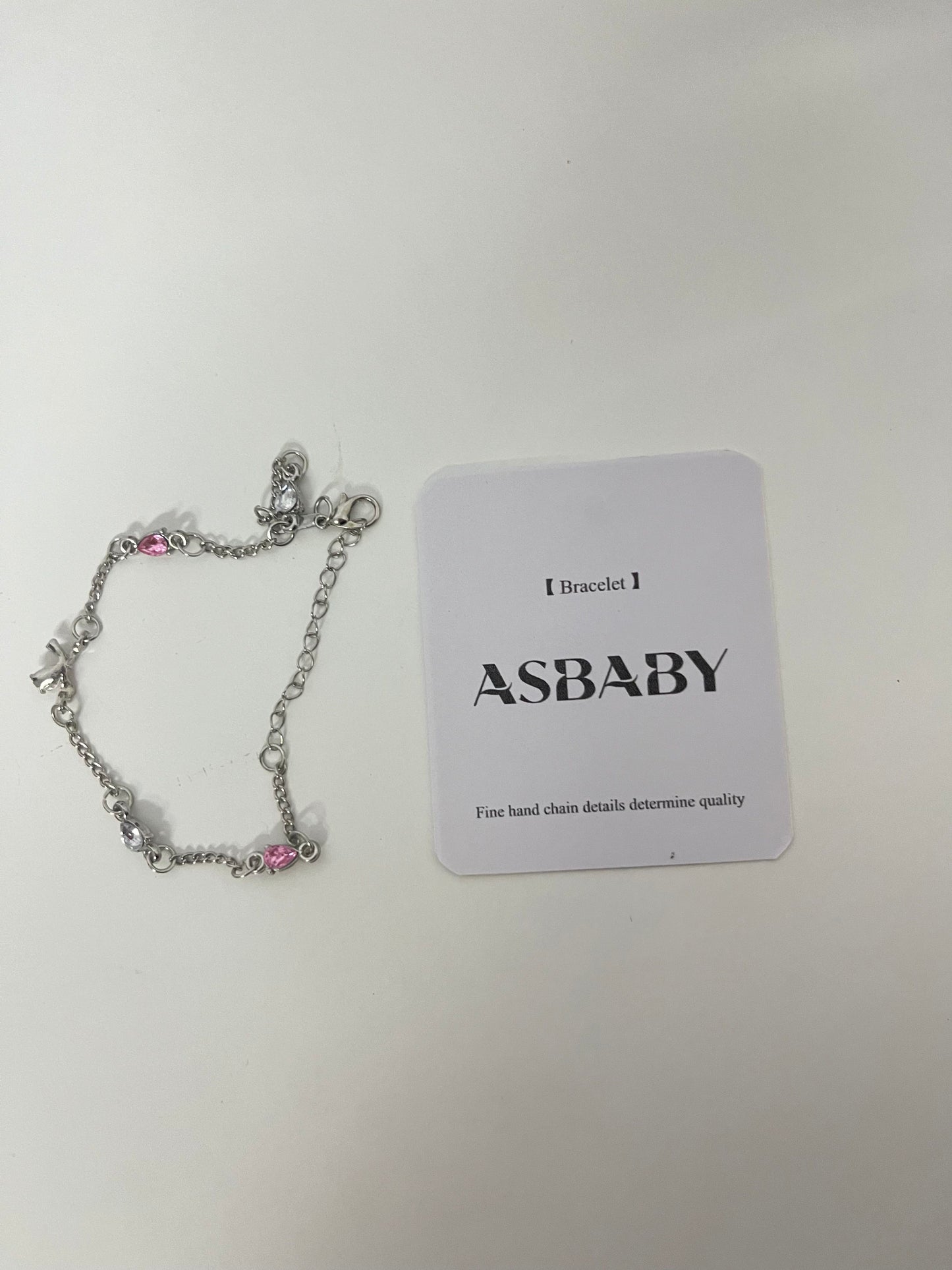 ASBABY Pink Diamond Silver Chain Bracelet: Exquisite Details Interpret Quality, Add Sweet and Shining Luster to the Wrist