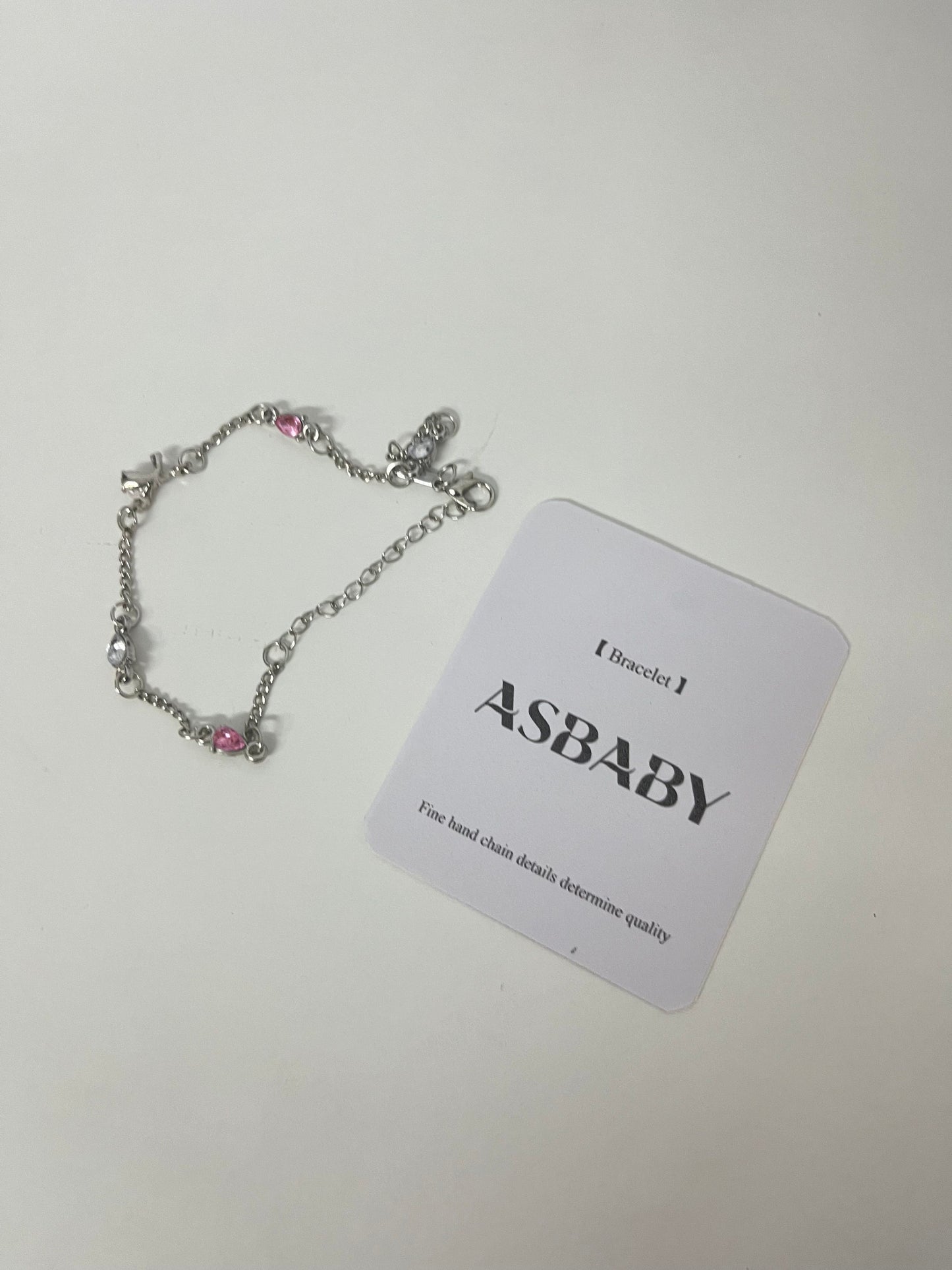 ASBABY Pink Diamond Silver Chain Bracelet: Exquisite Details Interpret Quality, Add Sweet and Shining Luster to the Wrist