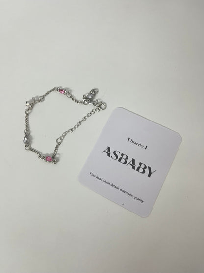 ASBABY Pink Diamond Silver Chain Bracelet: Exquisite Details Interpret Quality, Add Sweet and Shining Luster to the Wrist