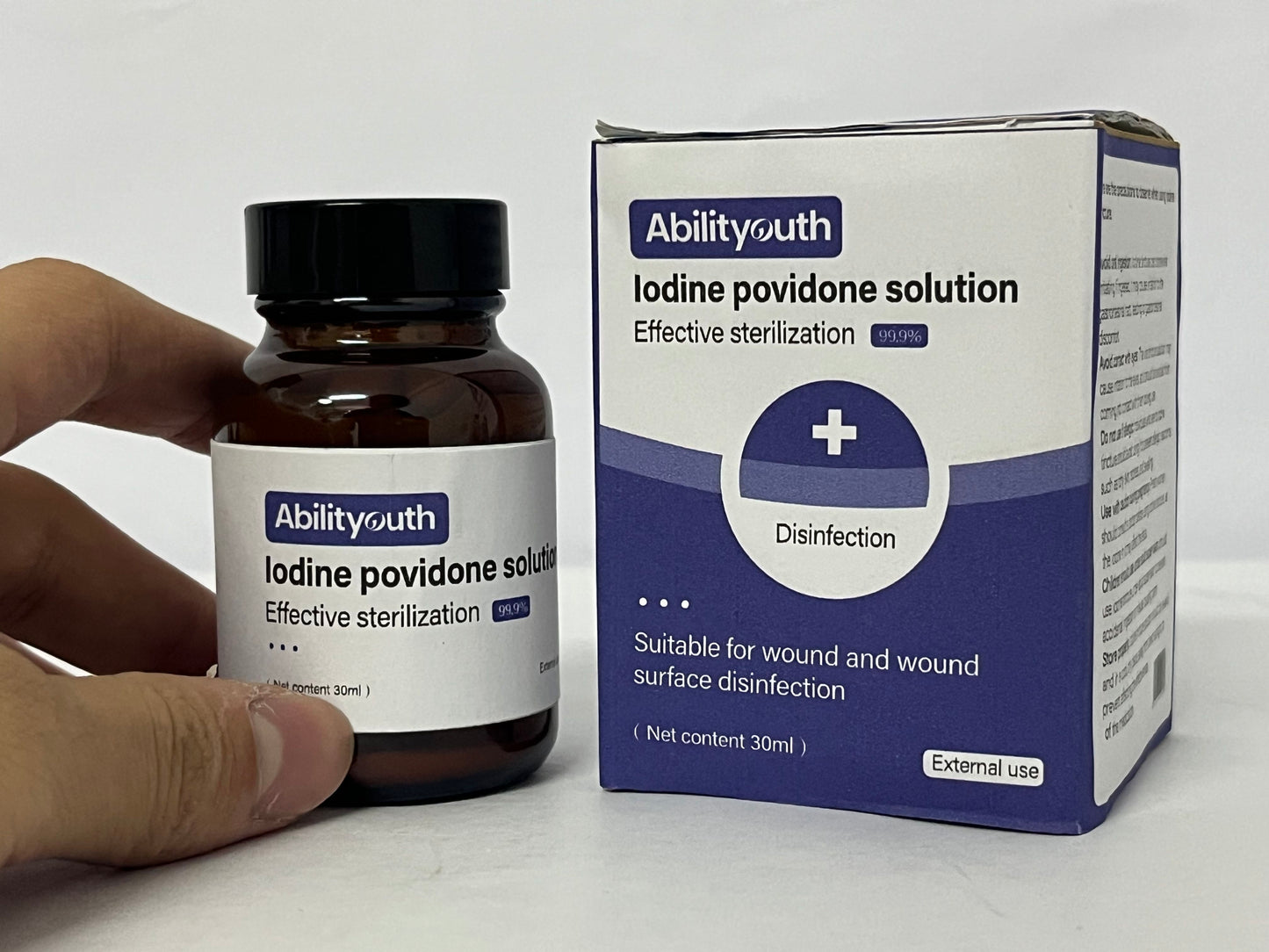 Abilityouth Major 10% Povidone-Iodine Liquid Topical Solution, USP - Topical Antiseptic for Cuts, Scrapes, Burns, and Minor Skin Wounds