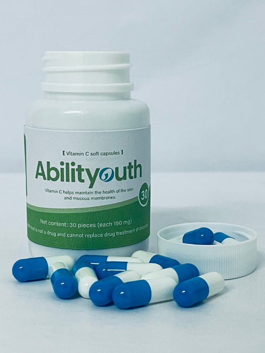 Abilityouth Vitamin C with Rose, 30 Capsules - Vitamin C 4，500mg, Rose HIPS 150mg, Premium, Non-GMO, Gluten Free Supplement