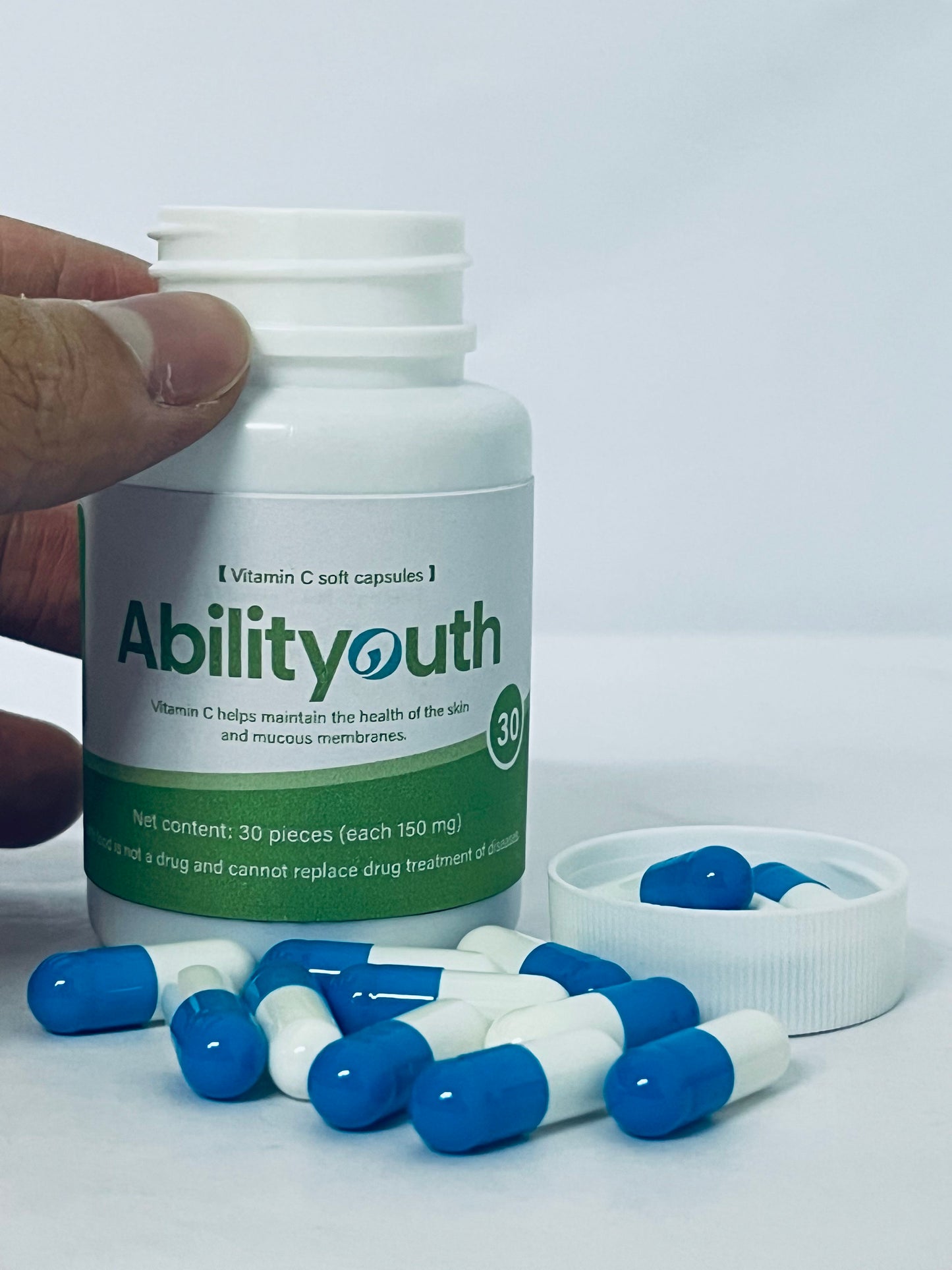 Abilityouth Vitamin C with Rose, 30 Capsules - Vitamin C 4，500mg, Rose HIPS 150mg, Premium, Non-GMO, Gluten Free Supplement