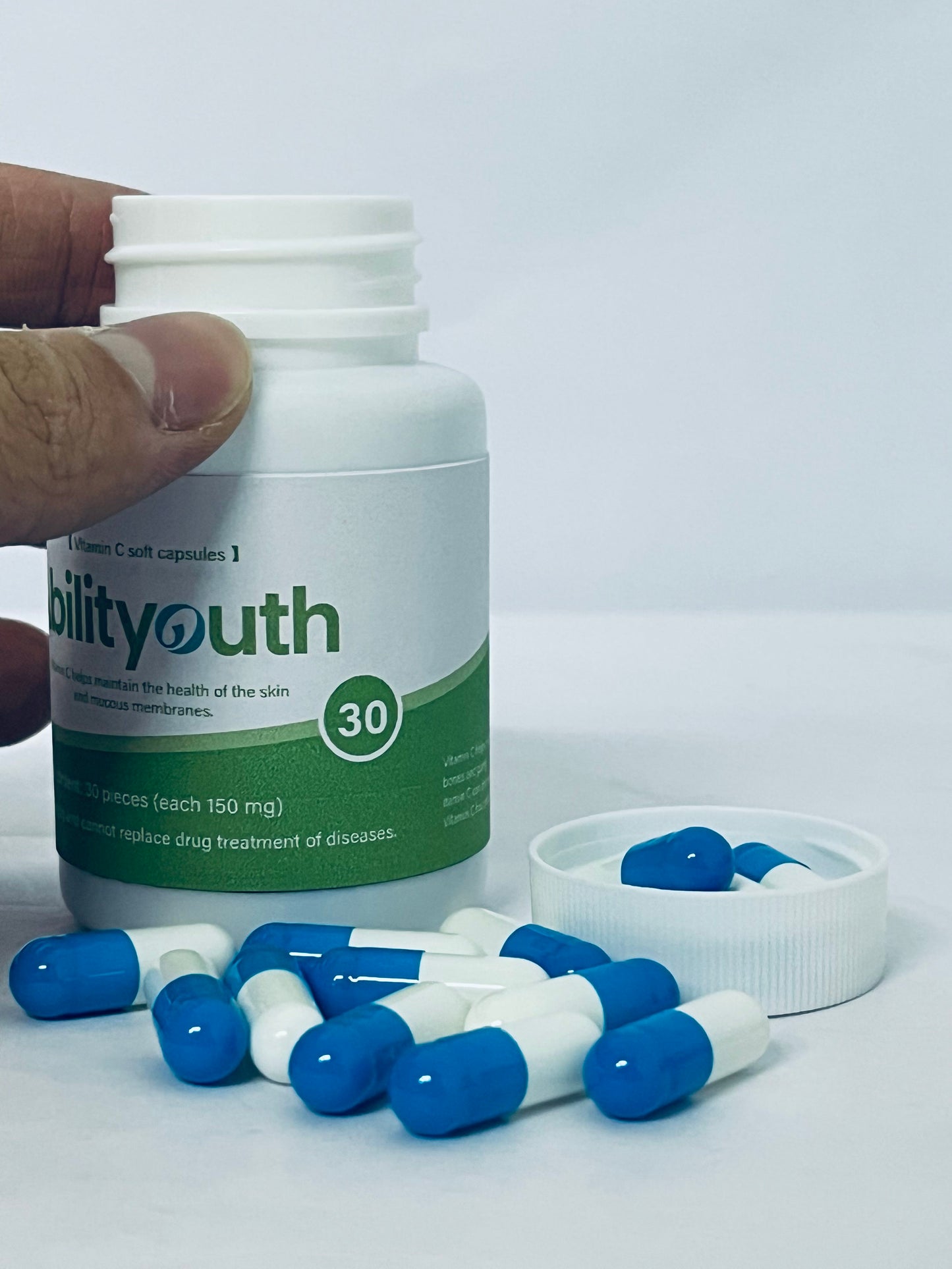 Abilityouth Vitamin C with Rose, 30 Capsules - Vitamin C 4，500mg, Rose HIPS 150mg, Premium, Non-GMO, Gluten Free Supplement