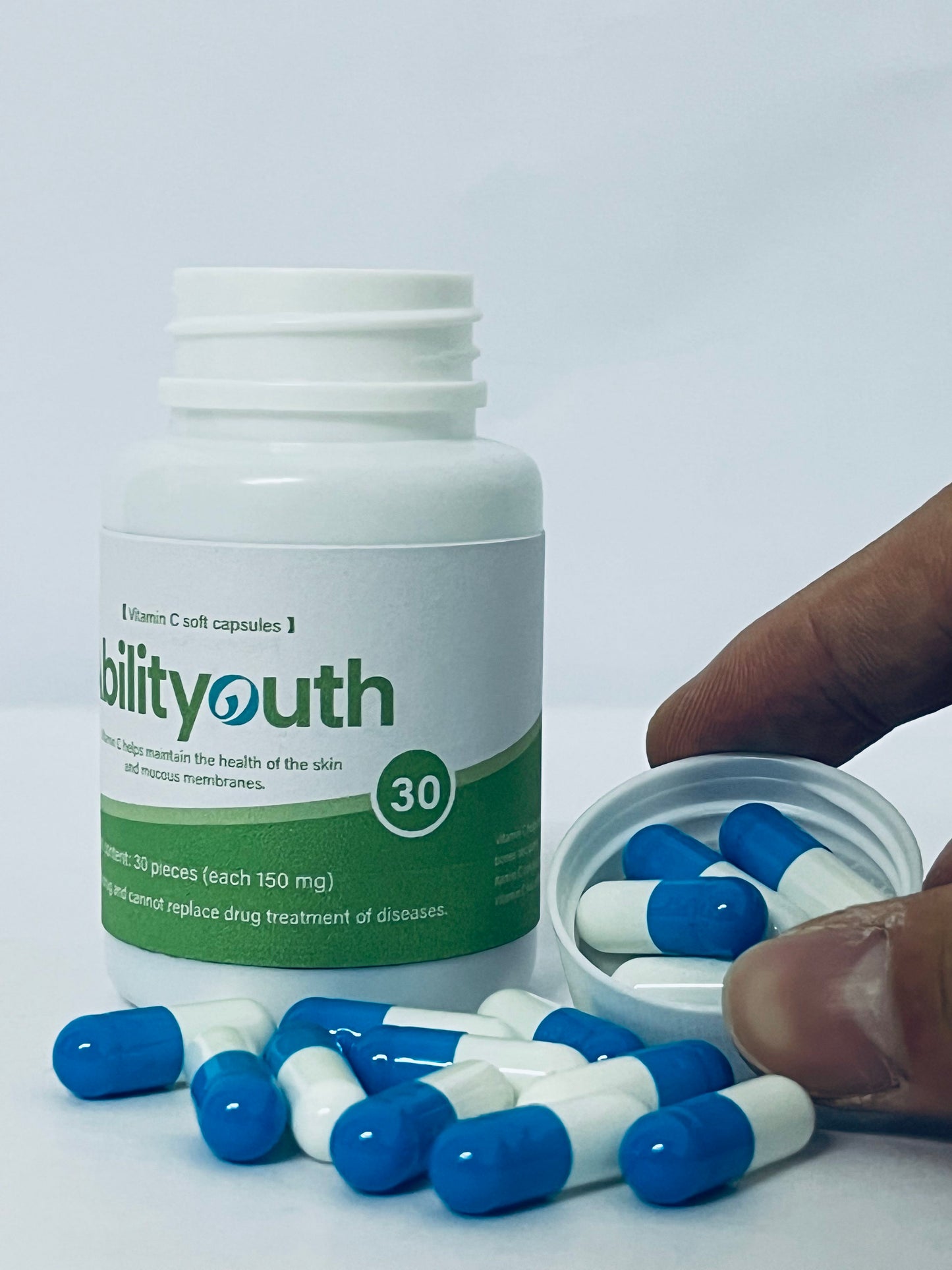 Abilityouth Vitamin C with Rose, 30 Capsules - Vitamin C 4，500mg, Rose HIPS 150mg, Premium, Non-GMO, Gluten Free Supplement
