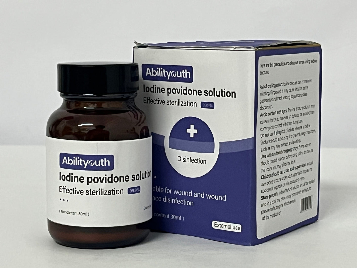 Abilityouth Major 10% Povidone-Iodine Liquid Topical Solution, USP - Topical Antiseptic for Cuts, Scrapes, Burns, and Minor Skin Wounds