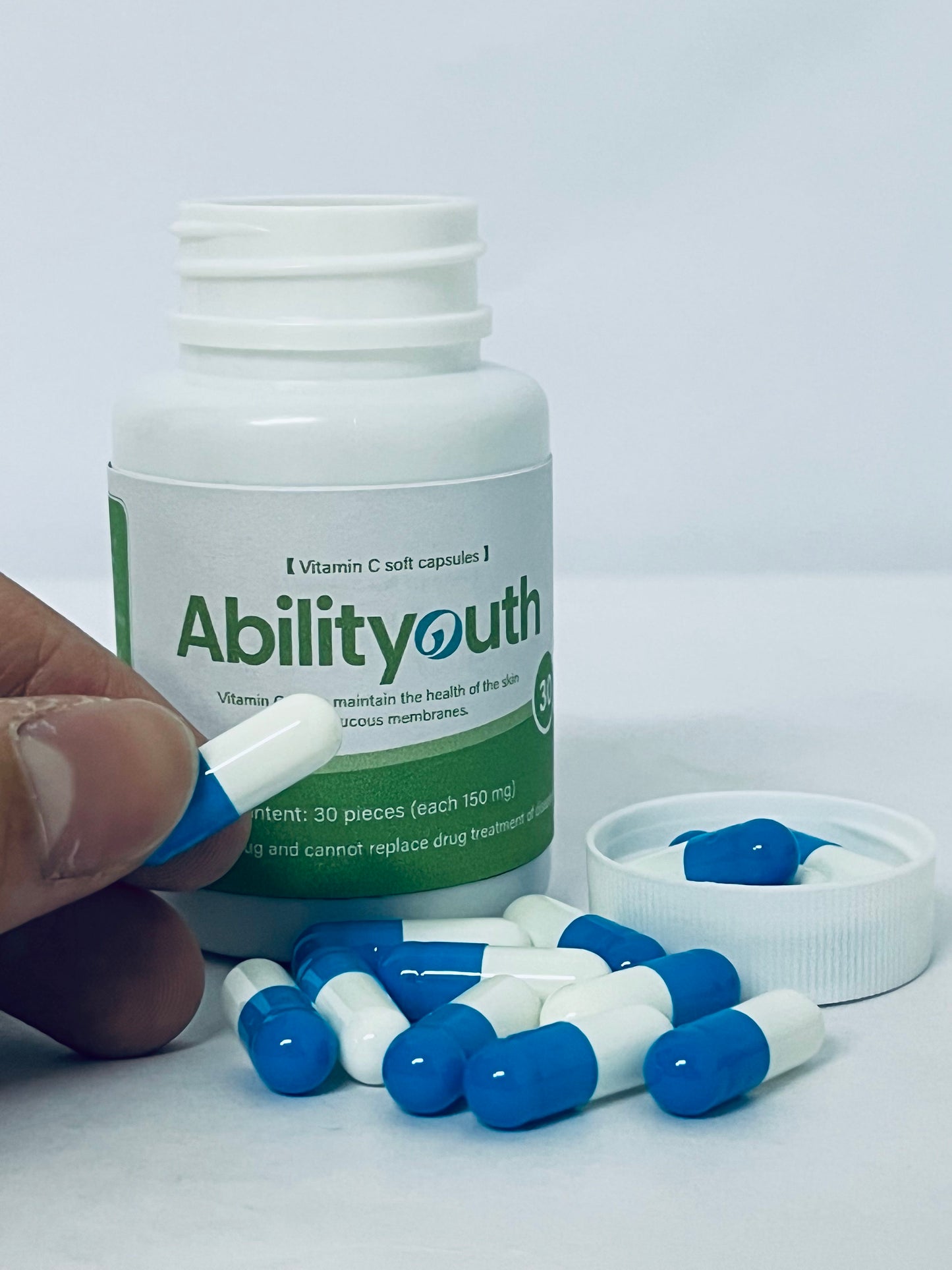 Abilityouth Vitamin C with Rose, 30 Capsules - Vitamin C 4，500mg, Rose HIPS 150mg, Premium, Non-GMO, Gluten Free Supplement