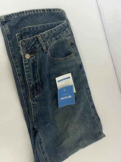 Aboutalk Denim pants Straight - Leg Jeans: The Perfect Blend of Classic and Comfort