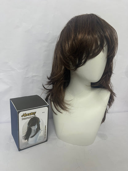 Aboutry Wigs Shaggy Layered Wig Shoulder Length Women's Wig with Hair Bangs Premium Synthetic Hair Wig for Women