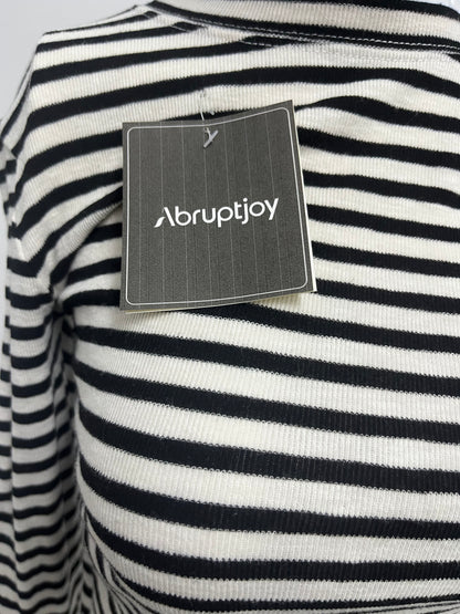 [Abruptjoy Tops as clothing]——Y2K Striped Cropped Long-Sleeve Top - High-Waist Slimming Crop Tee