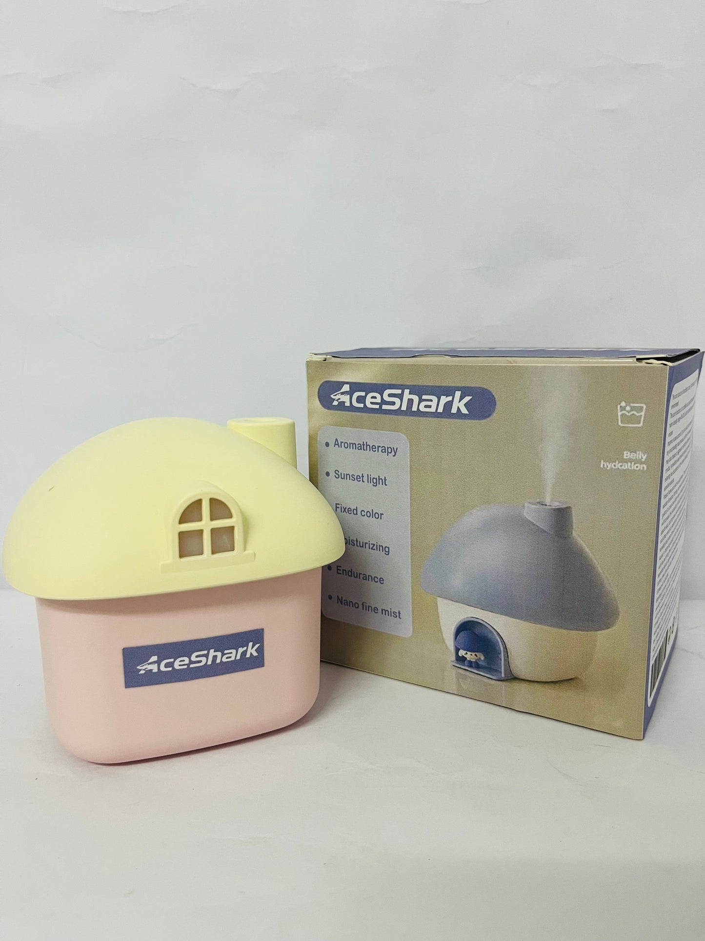 AceShark Cute Mushroom House Humidifier, 300ml Small Cool Mist Humidifers, USB Rechargeable Mini Portable Air Humidifer with Night Light for Bedroom, Office, Car, Travel, Indoor Plants (Yellow And Pink)