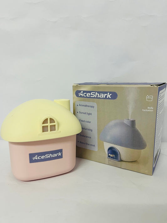 AceShark Cute Mushroom House Humidifier, 300ml Small Cool Mist Humidifers, USB Rechargeable Mini Portable Air Humidifer with Night Light for Bedroom, Office, Car, Travel, Indoor Plants (Yellow And Pink)