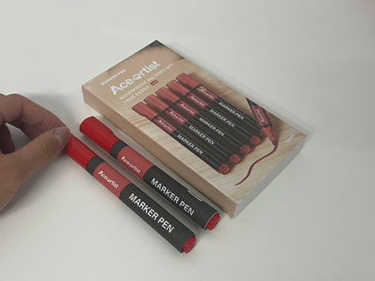 【Aceartist Waterproof Red Marker Pen】—— Reliable Writing Tool for Long-Lasting Marks
